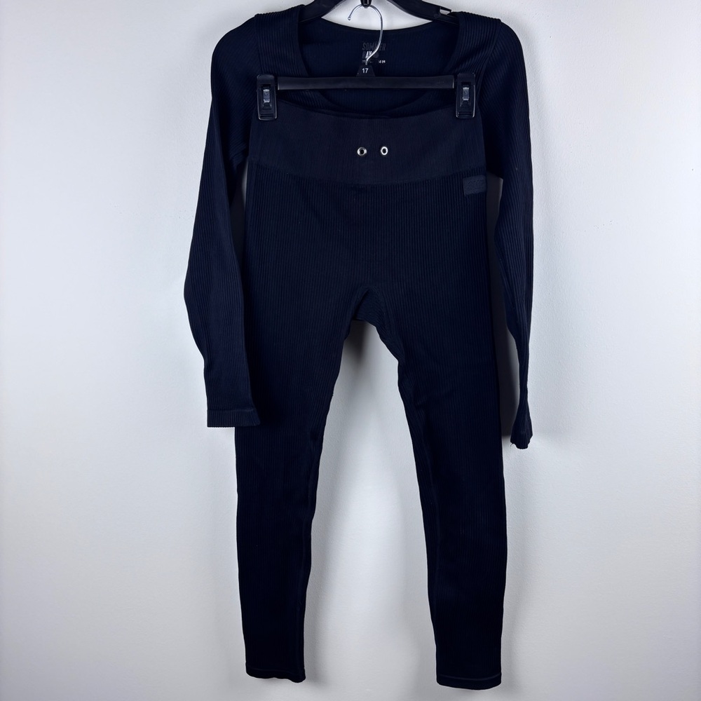 Chic Black Two Piece Legging and Top Set